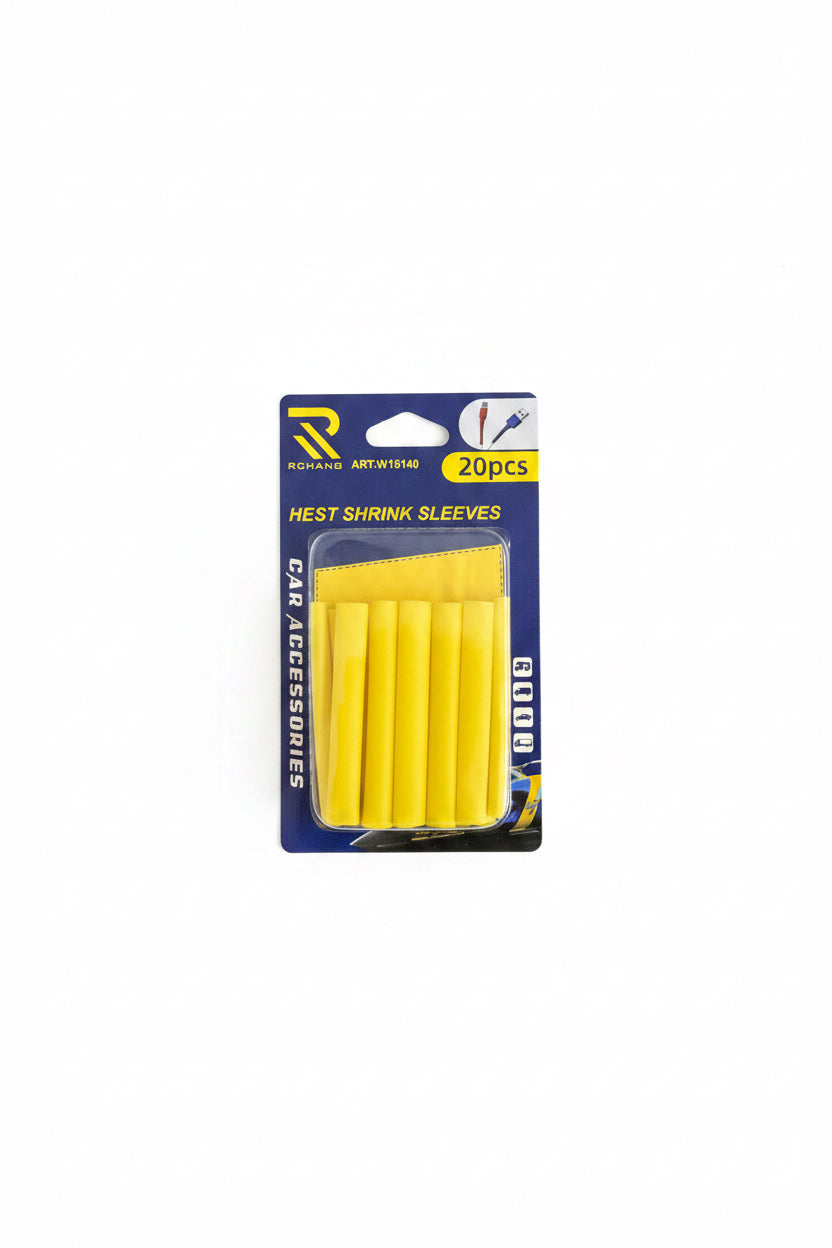 Set 20 Mëngë Termike të Verdha - Heat Shrink Sleeves Ø16x60mm