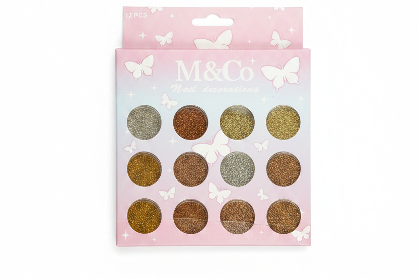 Dekorime Thonjsh Nail Decorations 12 PCS — Gold Glitter