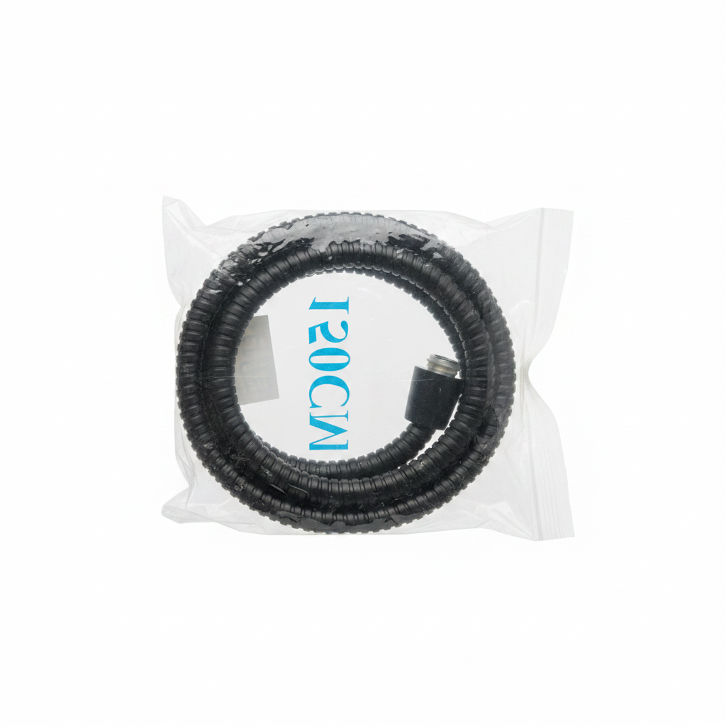 Black Shower Hose 150cm - Flexible Shower Hose Black with Metal Connections for Bathroom