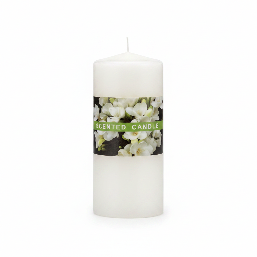 White Cylindrical Floral Scented Candle
