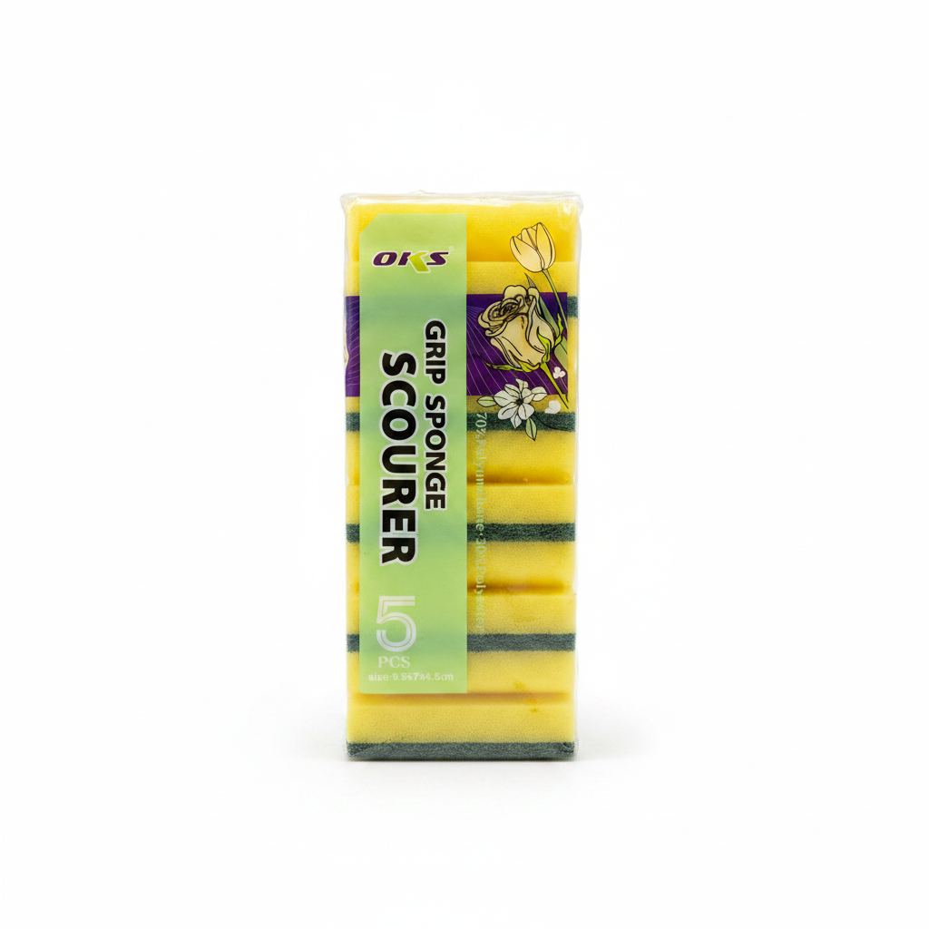 OKS Grip Sponge Scourer i verdhë 5 copë