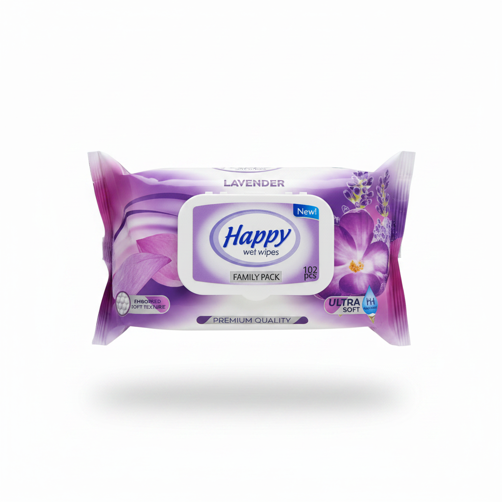 Happy Wet Wipes Lavender Family Pack 102 copë