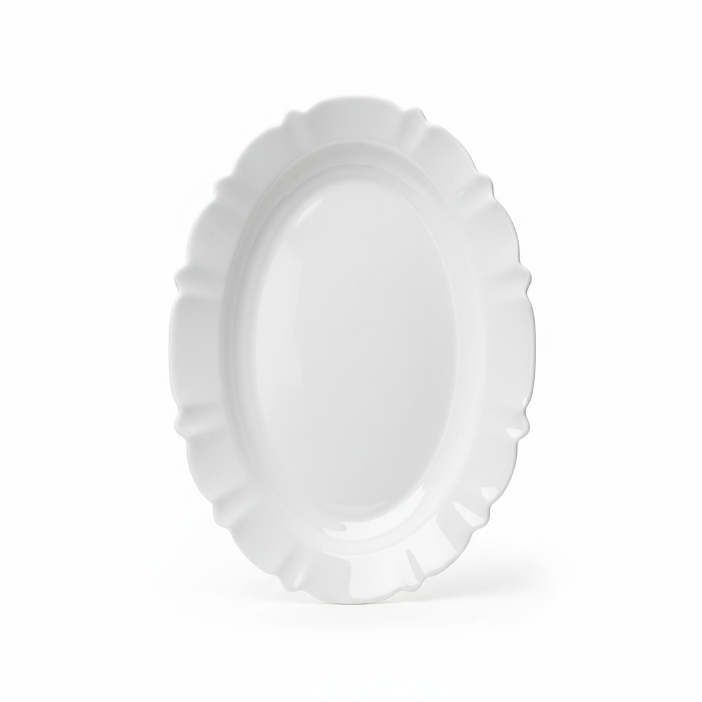 Pjatë Qeramike Ovale e Bardhë 30/20 cm