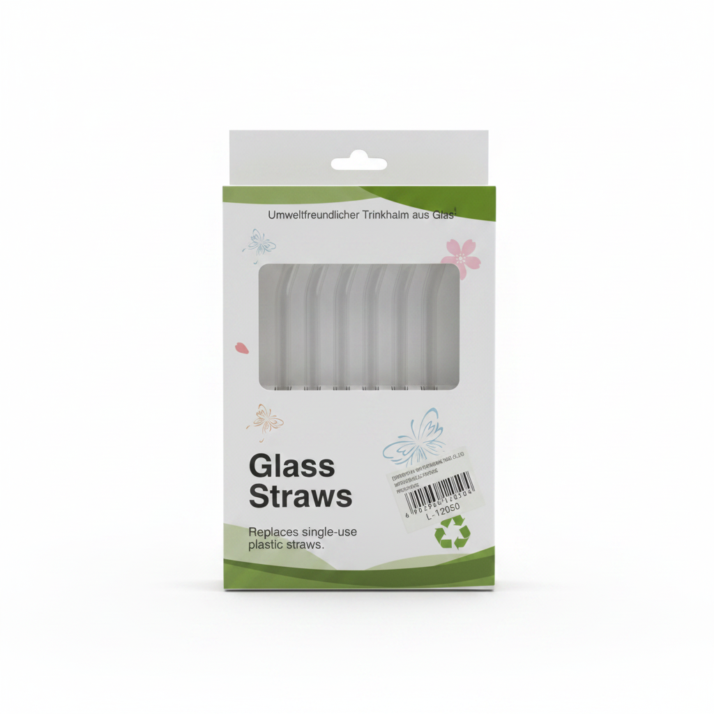 Pipa Qelqi me Flutura - Glass Straws L-12050