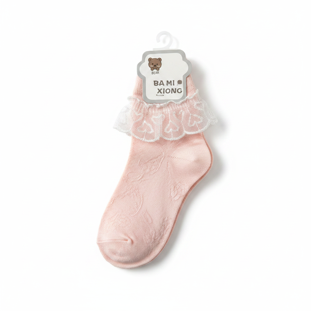 Corape Femijesh me Dantelle - Roze me Zbukurime