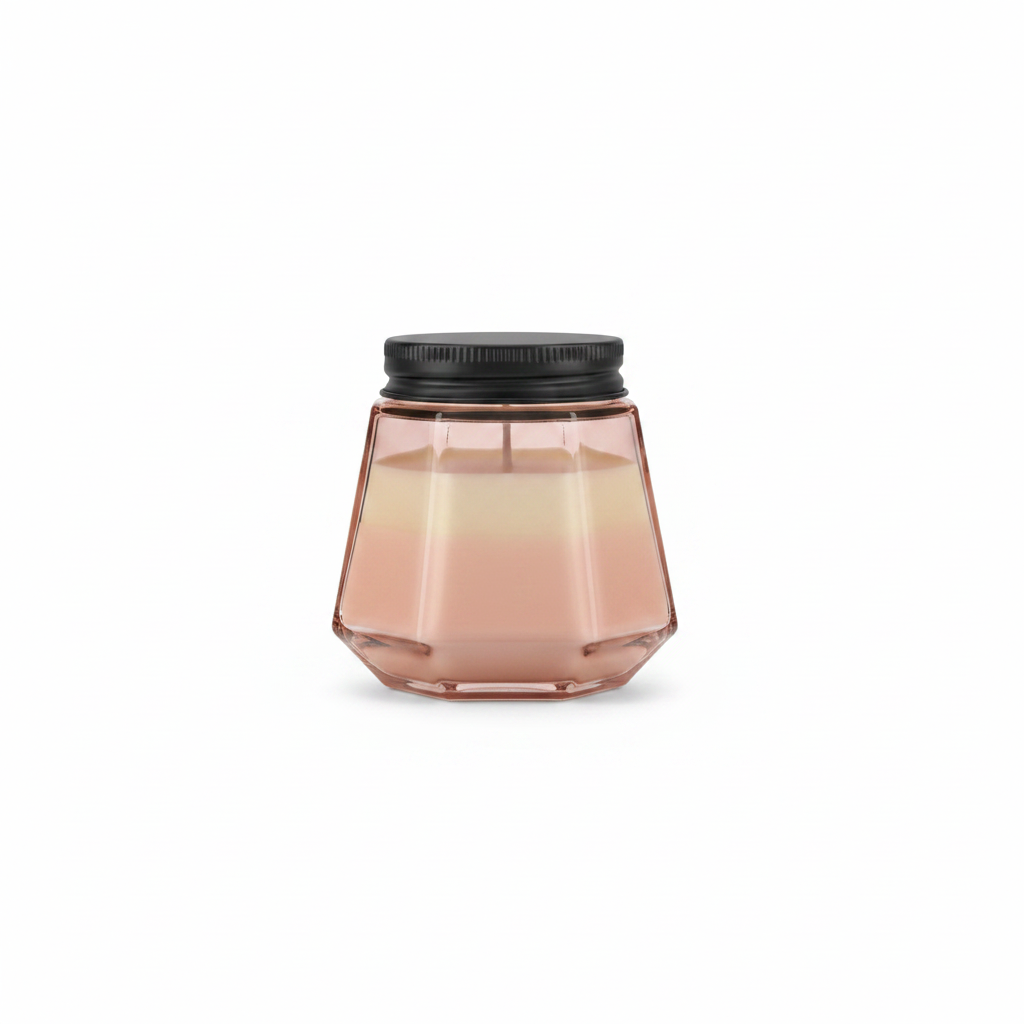 Pink Octagonal Glass Scented Candle