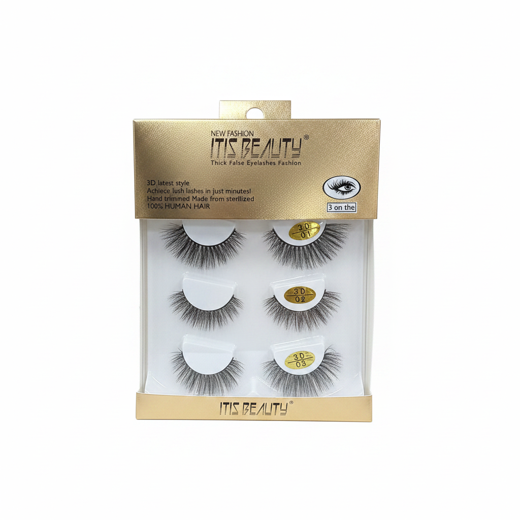 3D Artificial Eyelashes - 3 Pairs