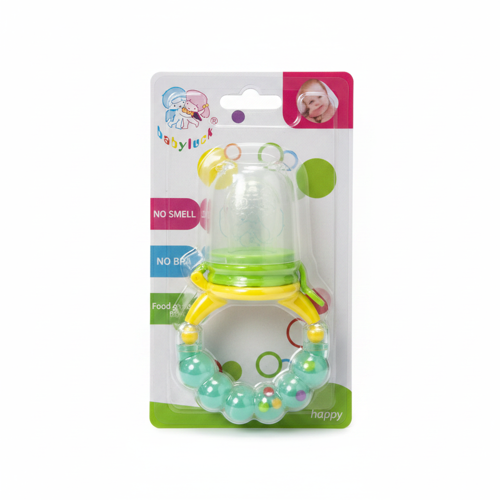 Ushqyes Frutash Silikoni për Bebë me Unazë Dhëmbëzimi - Jeshil