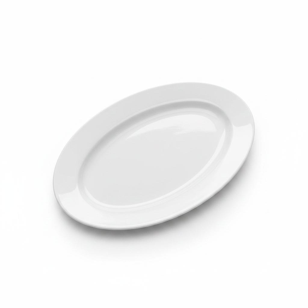 Pjatë Porcelani Ovale e Bardhë