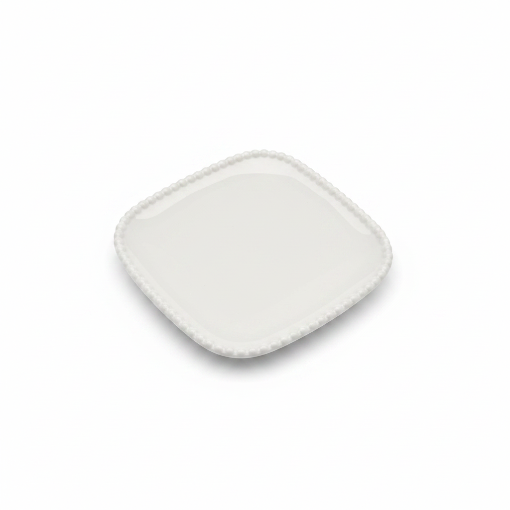 White Square Pearl Embossed Plate