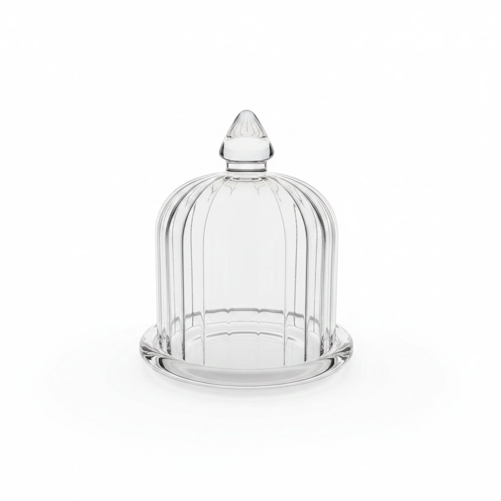 Glass Candy Pot me Kapak Kupole dhe Pjatë Bazë