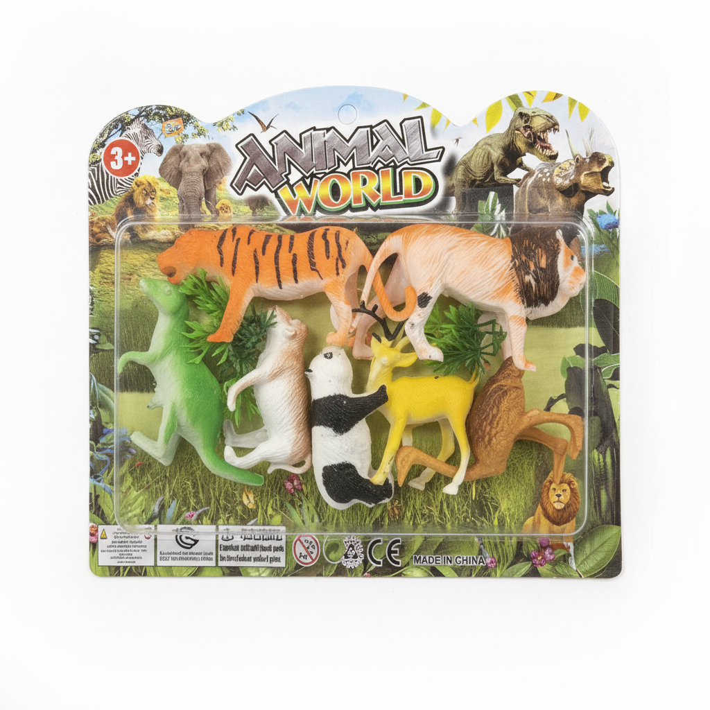 Animal World Set 6 Kafshë Lodër - Tigr, Dinosaur, Ariu 3+