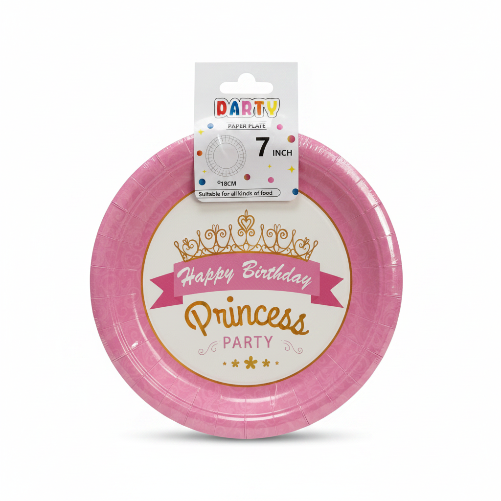 Pjate Letre Feste "Princess Party" - Pink 7 Inch