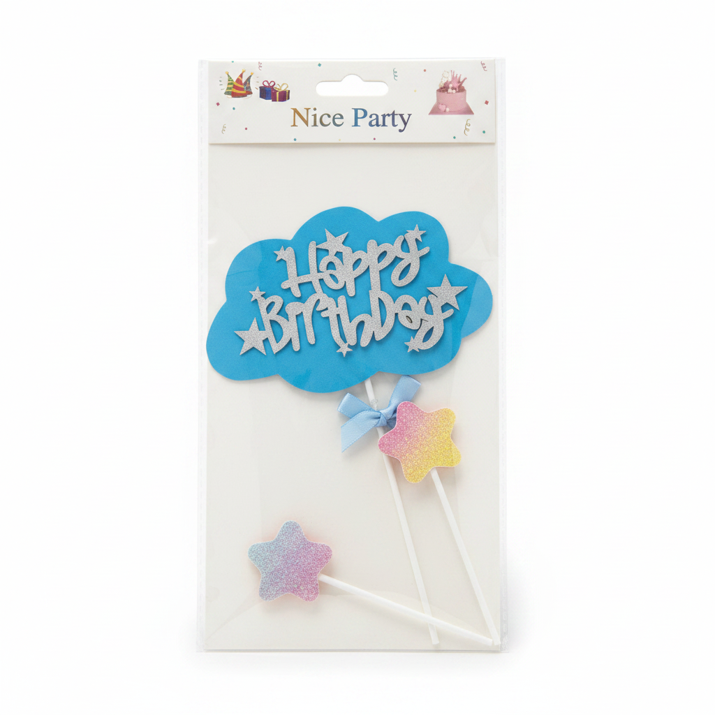 Nice Party Topper Torte Happy Birthday Blu me Yje 3 cope