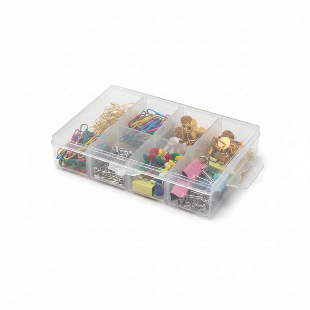 Stationery Set 6 in 1 - Paper Clips, Thumbtacks, Binder Clips & Pushpins
