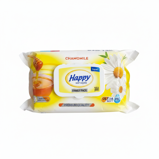 Happy Wet Wipes Chamomile Family Pack 102 copë
