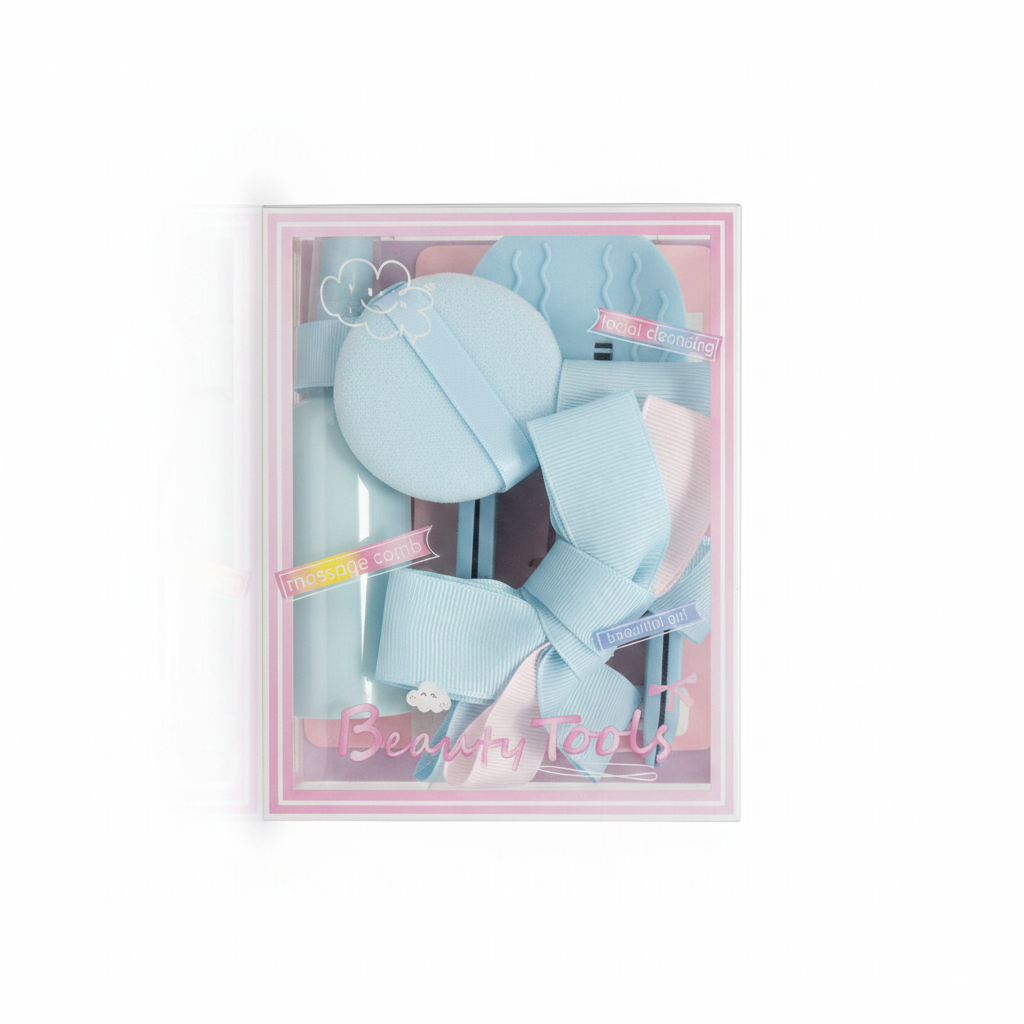 Set Beauty Tools Blu - Sfungjer Pastrimi dhe Brez Flokësh