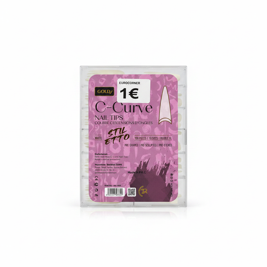 C-Curve Nail Tips Stiletto White 100pcs - 10 Madhsi