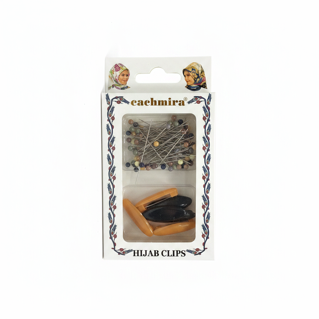 Hijab Clips Kafe me Gjilpëra - Set Kapese Shami