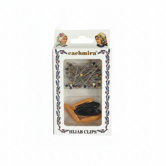 Hijab Clips Kafe me Gjilpëra - Set Kapese Shami