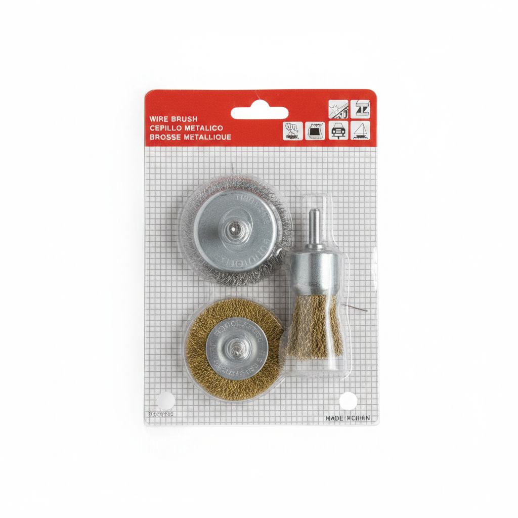 Set Furçash Metalike Wire Brush 3 copë për Trapan