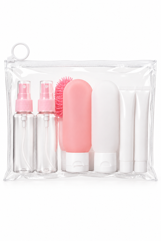 Set Shishesh Udhetimi me Cante PVC 6 Cope