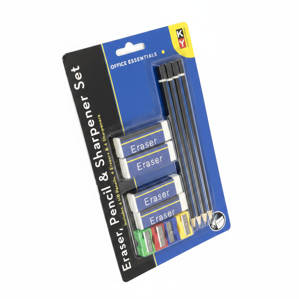 Set Shkollor Eraser, Pencil & Sharpener - Office Essentials 65-8414