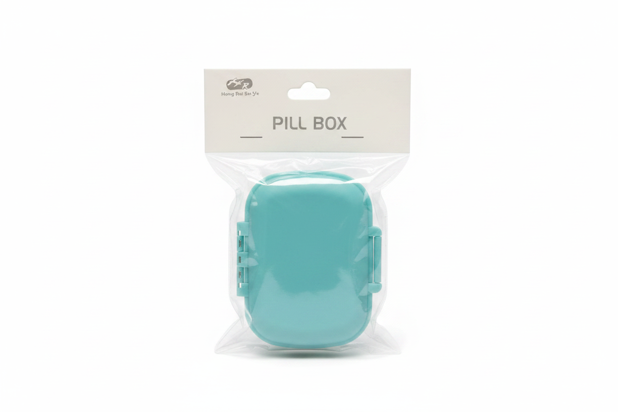 Pill Box me Kapëse - Kuti Ilaçesh Teal/Blu