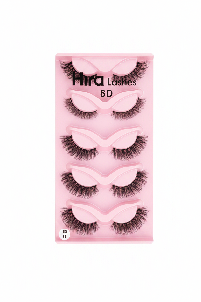 Qerpikë Artificialë Hira Lashes 8D Set 5 Çifte — 8D/14