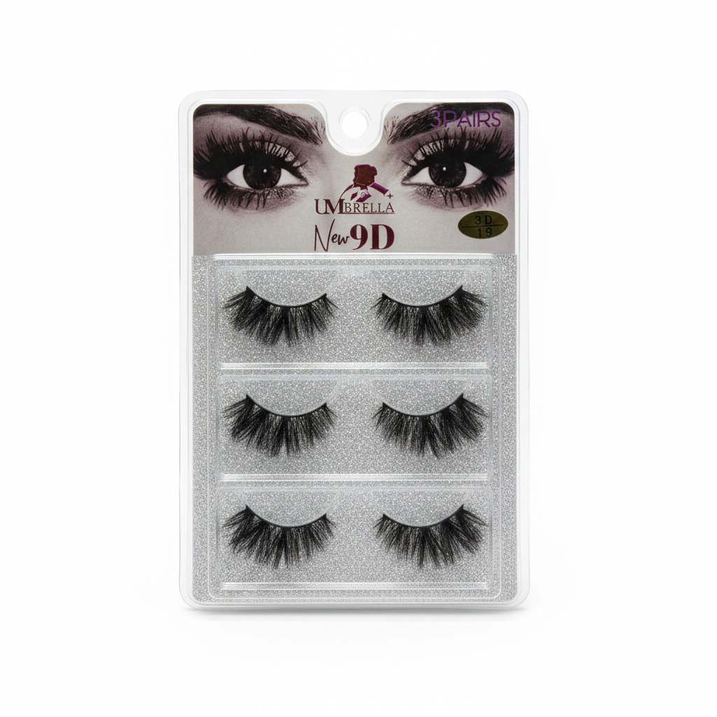 9D Artificial Eyelashes - 3 Pairs