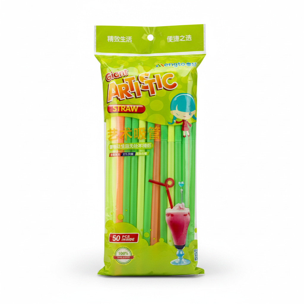 Big Multi-colored Plastic Straws - Giant Artic Straw 50 pcs