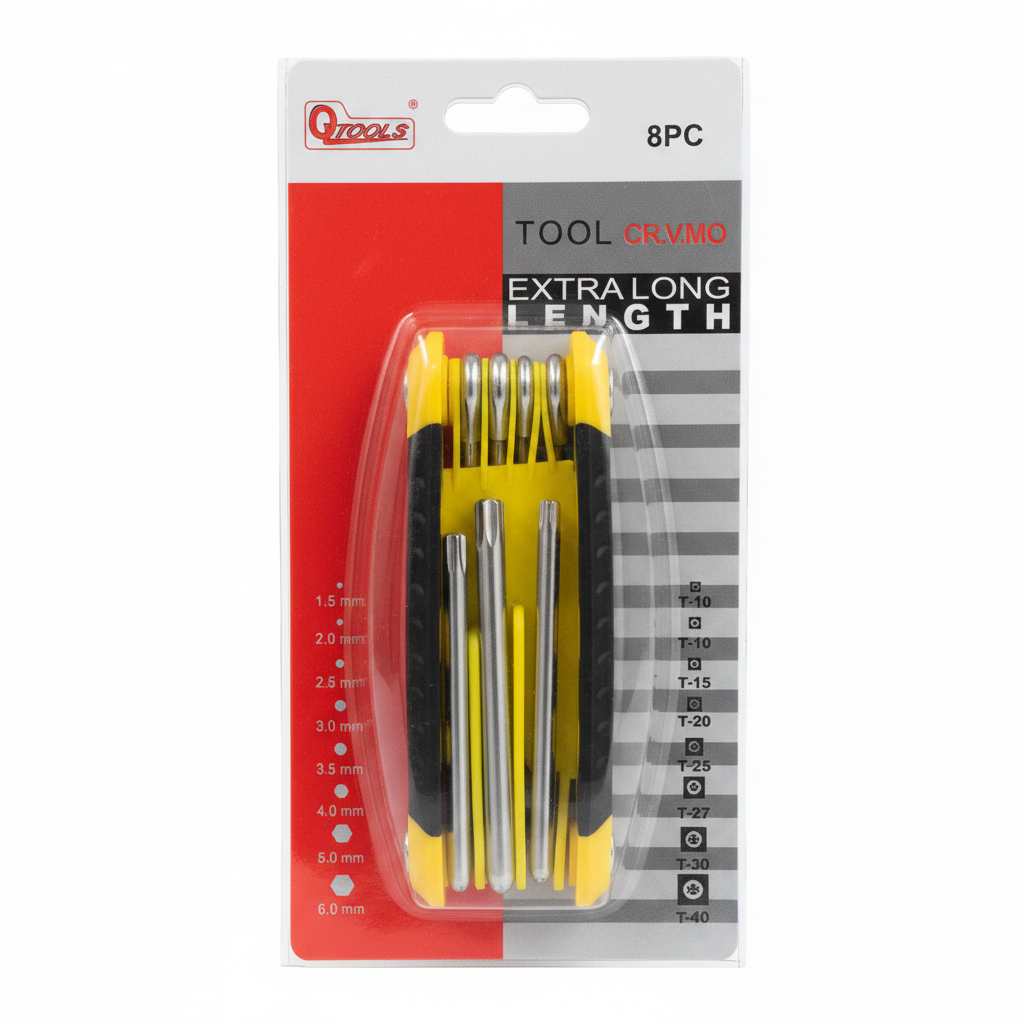 Set Imbus 8 copë Ekstra i Gjithë - Çelësa Hex + Torx CrVMo me Dorezë
