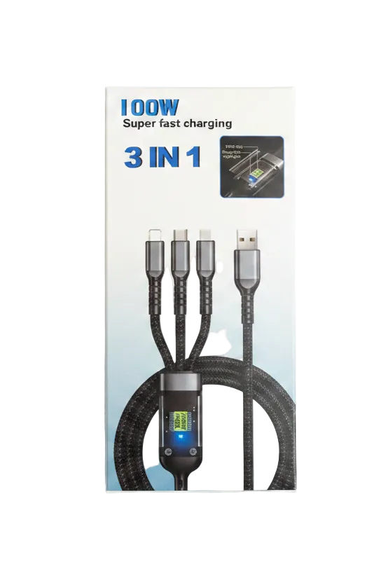 Kabllo Karikuese 3 në 1 – 100W Super Fast Charging
