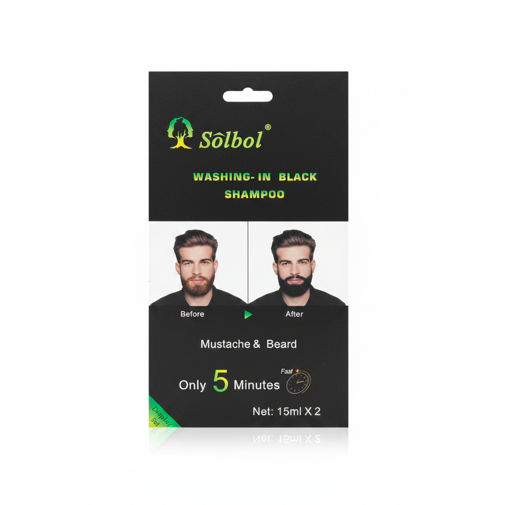 Shampo e zezë Solbol Washing-In - Mustaqe dhe mjekër 15ml x2