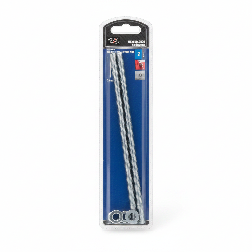 Shufër me filetim të plotë + dado - Shufër me filetim Ø8mm x 200mm Set 2 copë