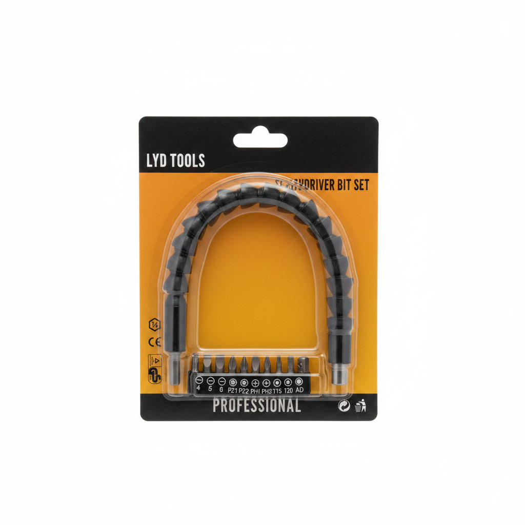 Zgjatues Fleksibël + 10 Bita - Set Bitsash kaçavide fleksibël 1/4" Hex CE