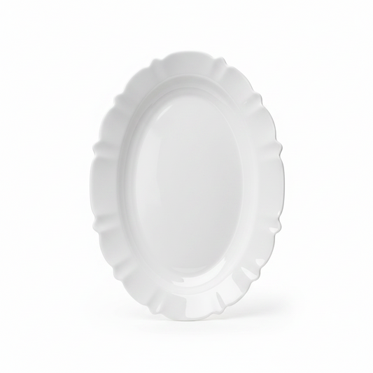 Pjatë Qeramike Ovale e Bardhë 30/20 cm