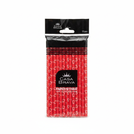 Pipa Letre me Zemra - Paper Straw 8mm 13 copë