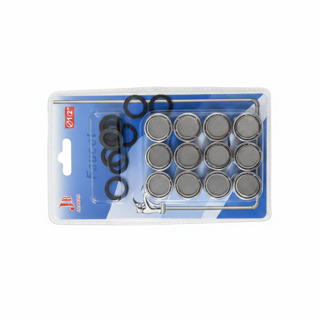 Set 12 cope Filtra Rubineti + Unaza Gome 1/2" - Kit Aerator Rubineti Krom për Zëvendësim