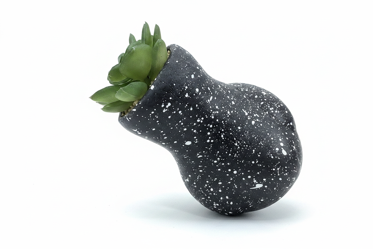 Vazo Qeramike me Bimë Artificiale — Speckled Black
