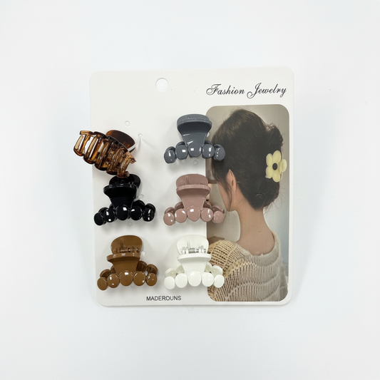 Set 6 Kapëse Flokësh Mini me Ngjyra të Ndryshme 4cm