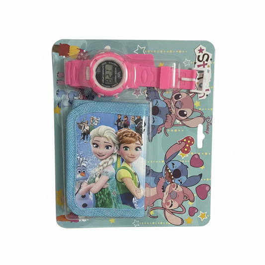 Set Orë Dixhitale + Portofol për Fëmijë Frozen & Stitch