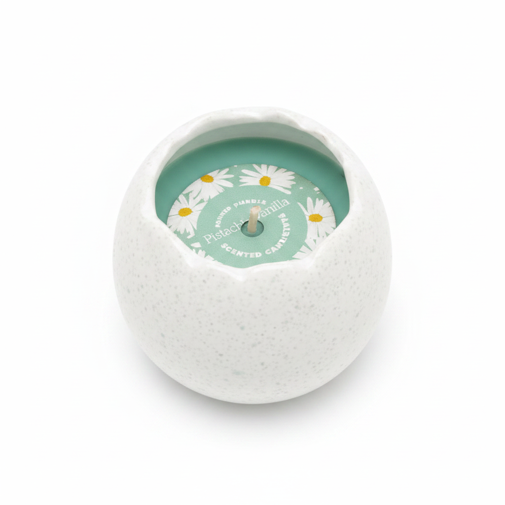 Pistachio Vanilla Scented Candle in Ceramic Jar