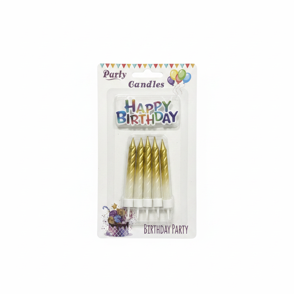 Qirinj Ditëlindjeje të Artë Party Candles
