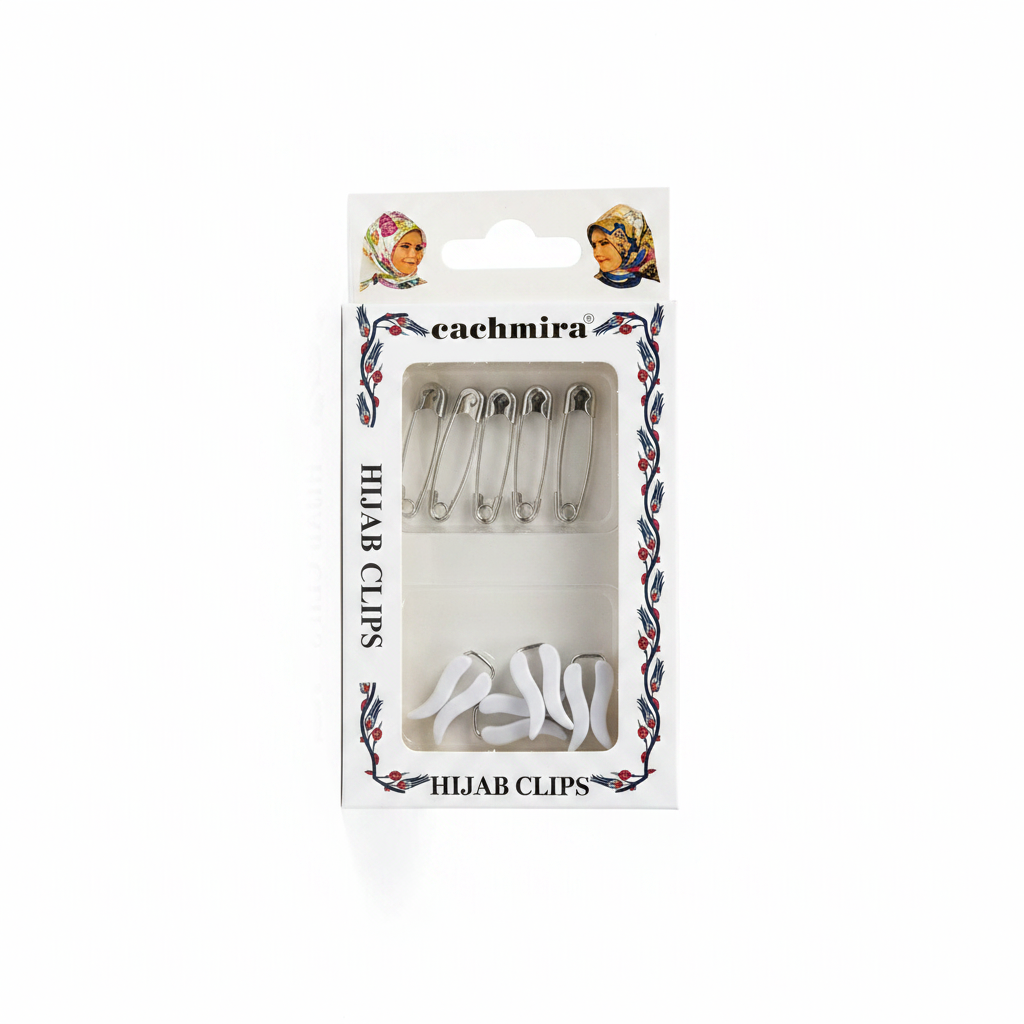 Hijab Clips të Bardha - Set Kapese Shami