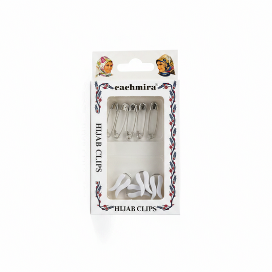 Hijab Clips të Bardha - Set Kapese Shami