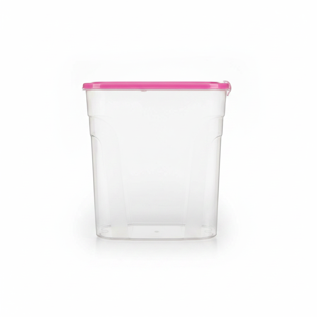 Transparent Plastic Box with Pink Lid - 1546