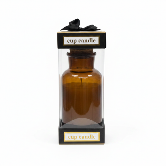 Qiri Dekorativ në Shishe Qelqi Amber - Cup Candle