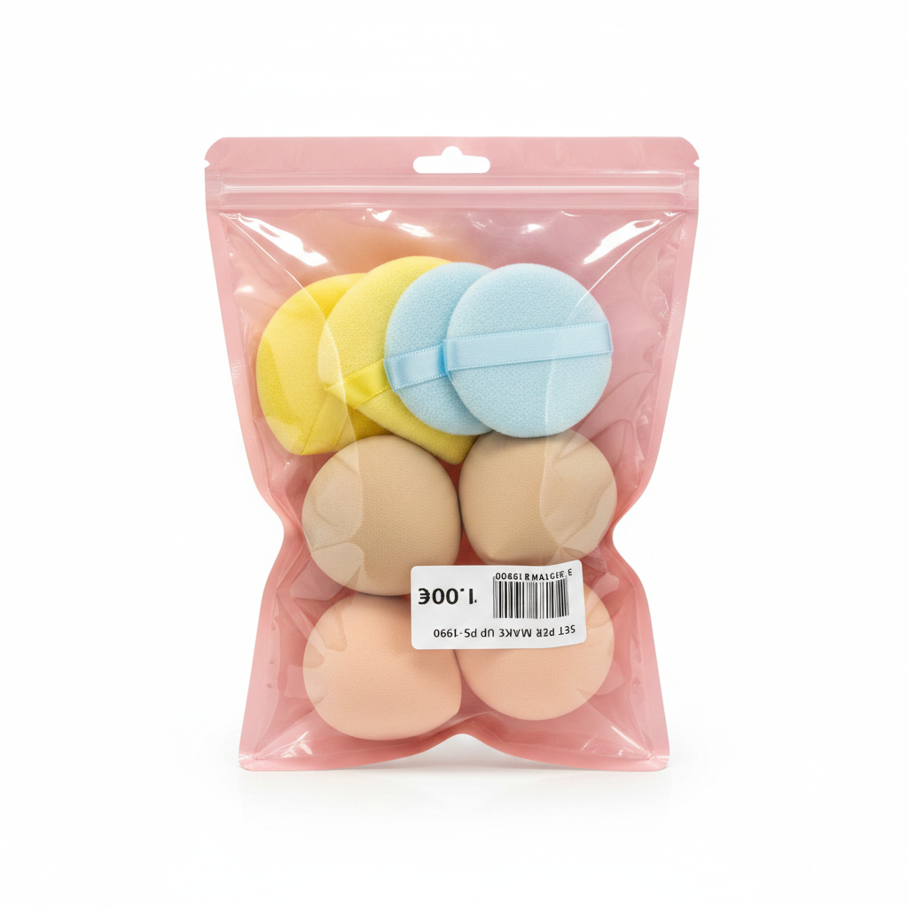 Set Make Up Puff PS-1990 blu verdhë beige