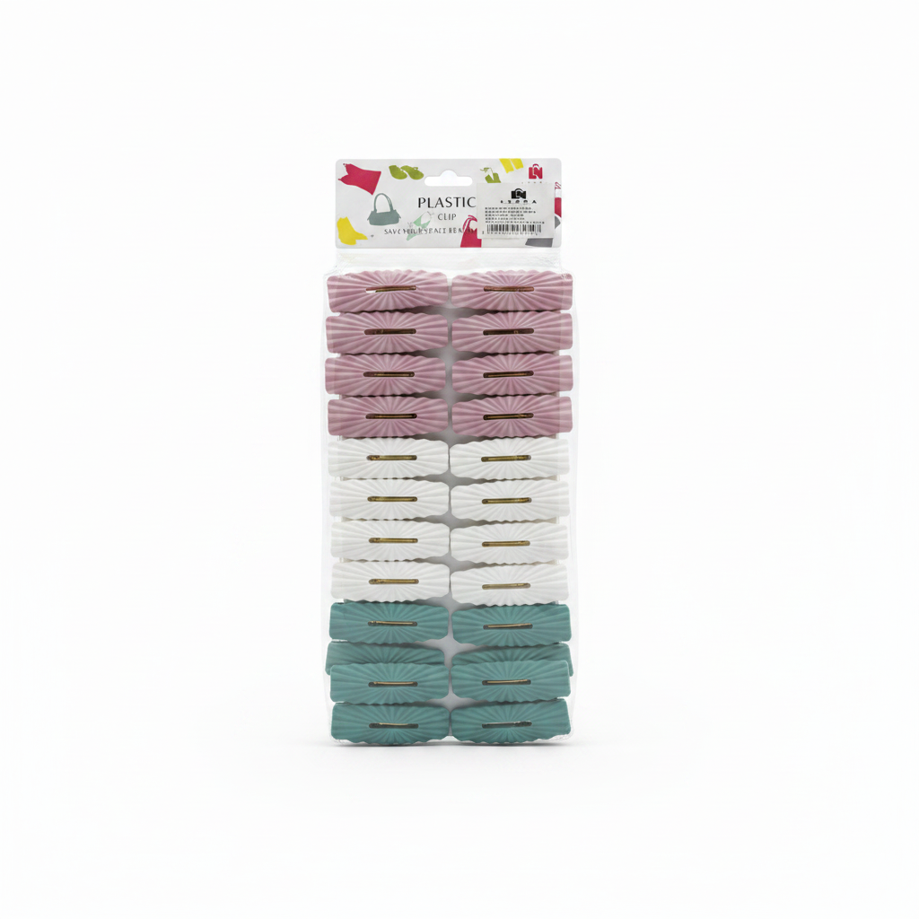Kapëse Rrobash Plastike Dekorative Set 24 copë Ngjyra Pastel
